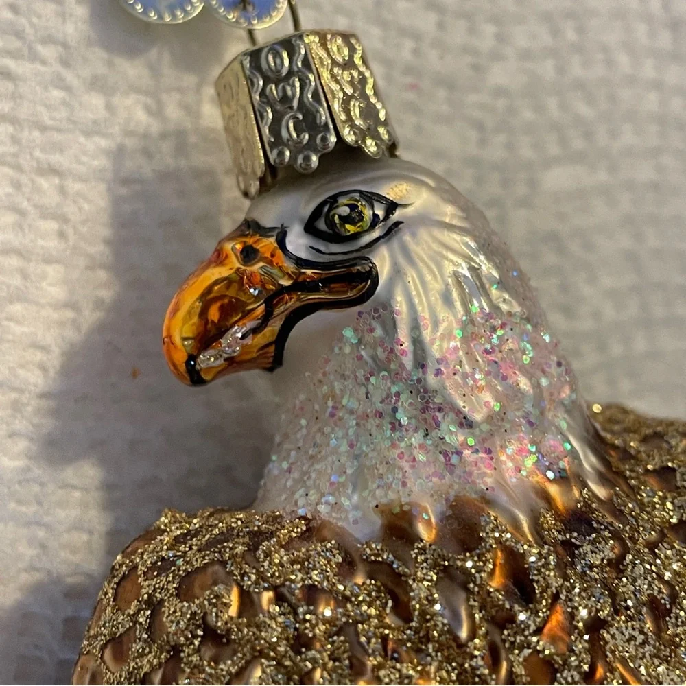 OWC Old World Bald Eagle Vintage Blown Glass Christmas Ornament 4.5